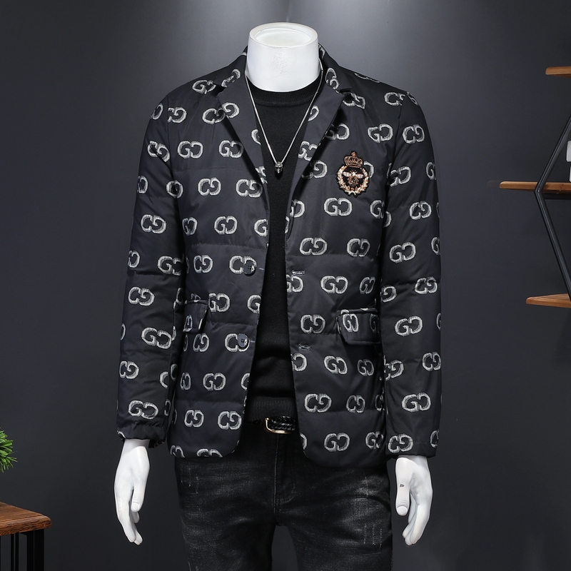 2022西装领羽绒服男冬装小蜜蜂翻领90白鸭绒钱塘6016-F5022-P280，男装羽绒服，钱塘6016