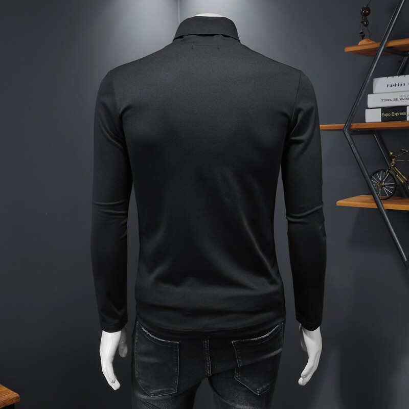 新款秋冬男装高领纯色加绒加厚长袖T恤钱塘6016-C3305-P95,男装T恤,钱塘6016