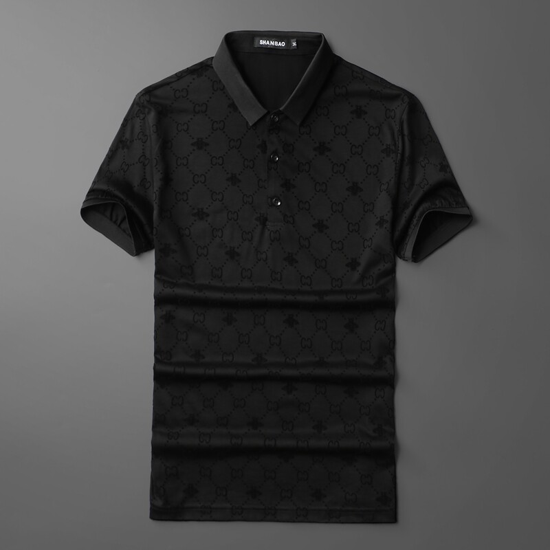 2024新款高端植绒翻领Polo衫钱塘6016-E0406-P85平铺，男装Polo衫，钱塘6016