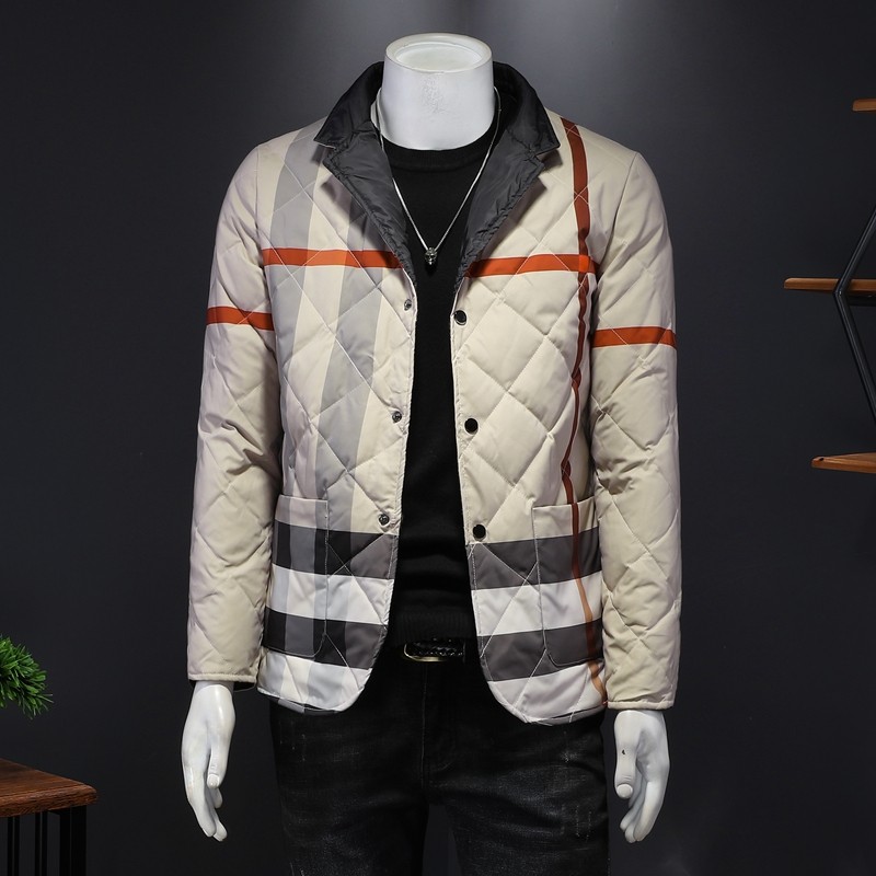 2024新款冬季男装羽绒服加厚潮男装钱塘6016-18808P280假模杏色，男装羽绒服，钱塘6016