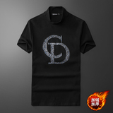 纯棉加绒加厚小高领打底衫短袖T恤男中领打底衫qt6016-CC913-P75，男装T恤，钱塘6016