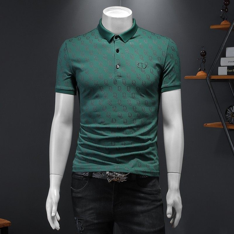 2024年新款夏季印花男士POLO衫T恤钱塘6016-E1933-P75绿，男装Polo衫，钱塘6016