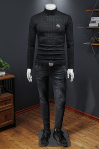 2025秋冬新款加绒高领男长袖打底衫大码钱塘6016-C5601-P95图片