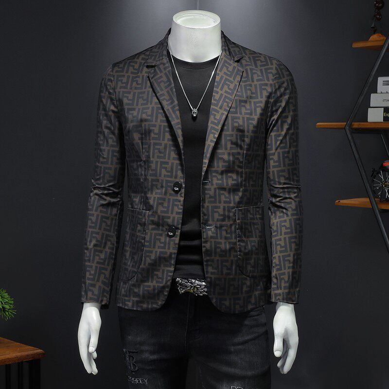 2026秋季新款长袖休闲西装外套男装大码钱塘6016-X0109-P165，男装西服套装，钱塘6016