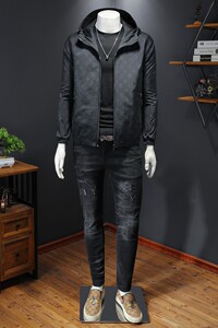 2024年新款连帽夹克衫薄款个性印花男大码钱塘6016-J1821P140图片
