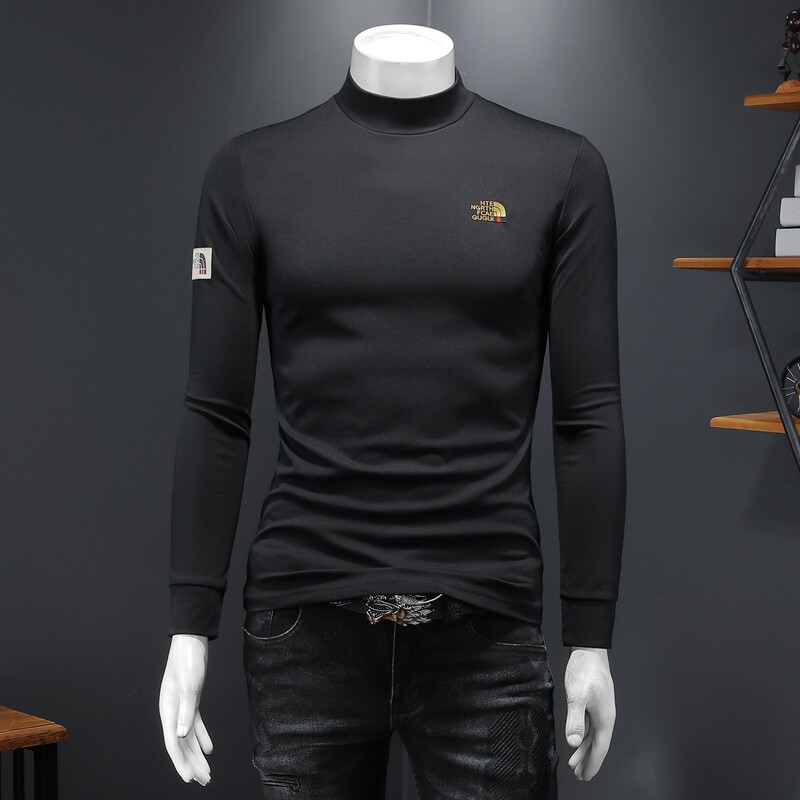 新款秋冬男装高领纯色长袖T恤钱塘6016-C3330-P85，男装T恤，钱塘6016