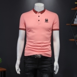2024新款夏短袖打底衫男半袖T恤翻领polo衫钱塘6016-E0226-P75白，男装Polo衫，钱塘6016
