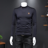 不断货秋冬新款钱塘6016-8809p80男长袖加厚打底衫大码假模酒红，男装T恤，钱塘6016