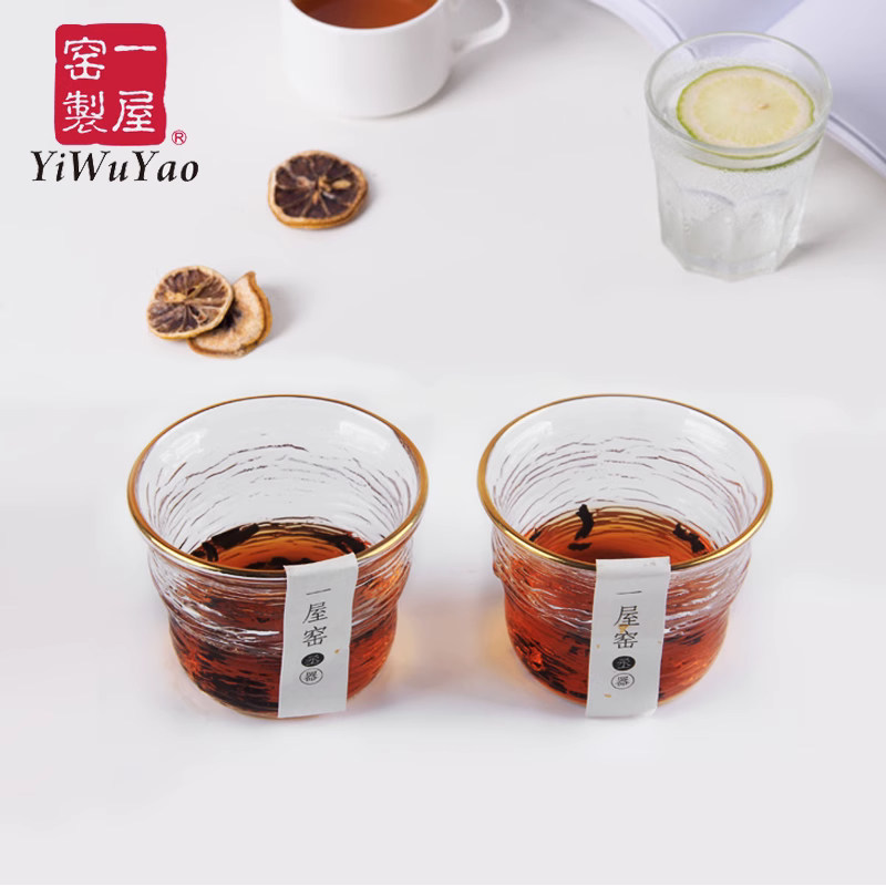 一屋窑锤纹杯描金公道杯品茗茶杯