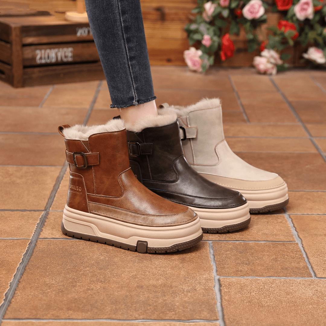 东北雪地靴女真皮2025冬季新款加绒加厚棉靴厚底防滑保暖雪地棉鞋