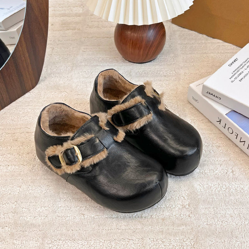 加绒内增高勃肯小皮鞋女秋冬季新款时尚百搭皮带扣巨好看休闲单鞋