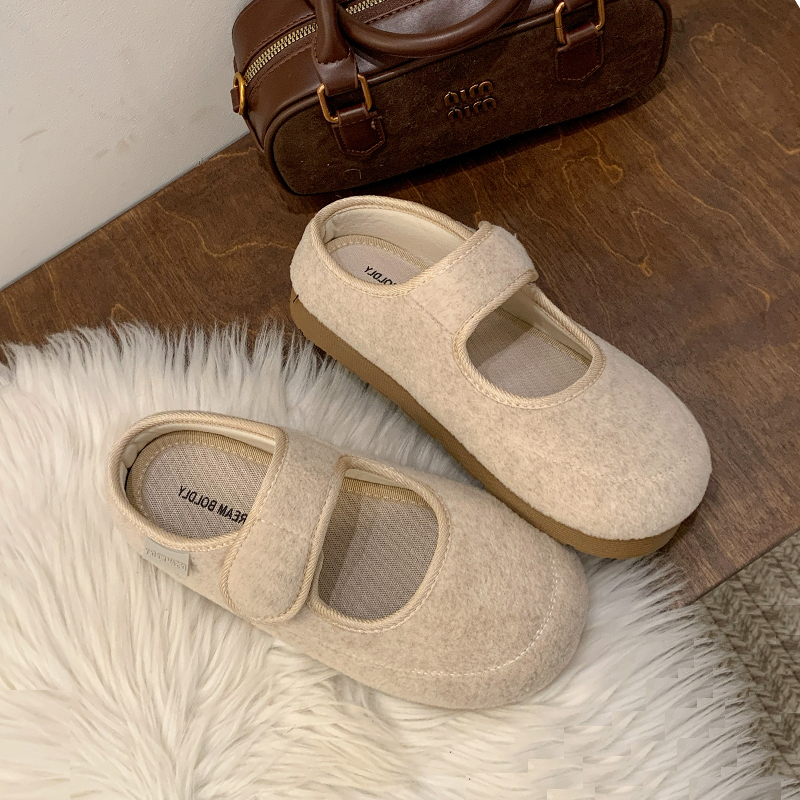 浅口玛丽珍拖鞋女外穿秋冬加绒2024新款复古时尚休闲小香风半拖鞋