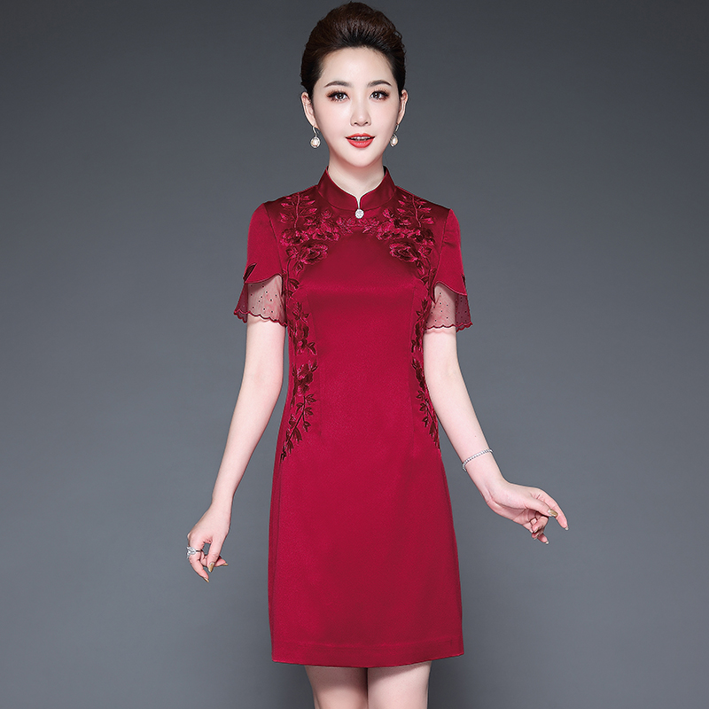 婚礼高贵中式喜庆连衣裙妈妈装