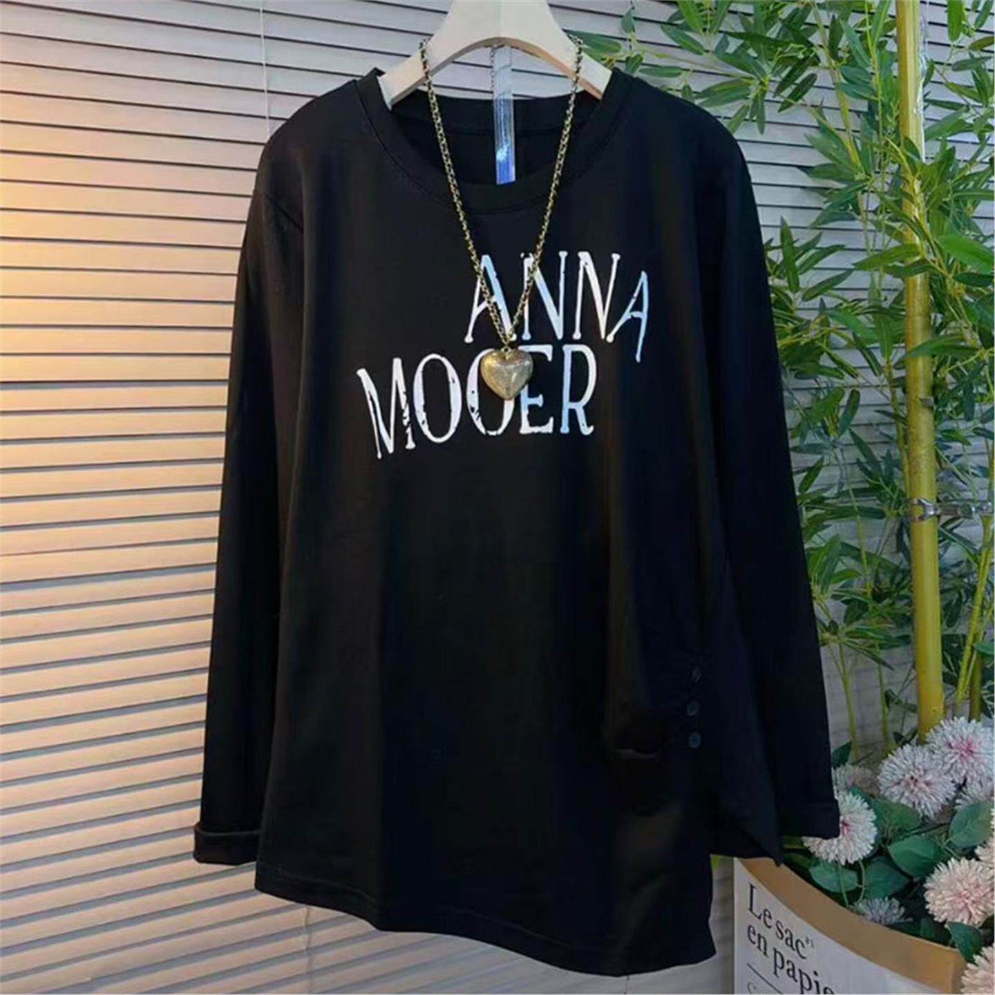 春季新款大码时尚字母印花长袖T恤女韩版宽松慵懒风百搭打底卫衣