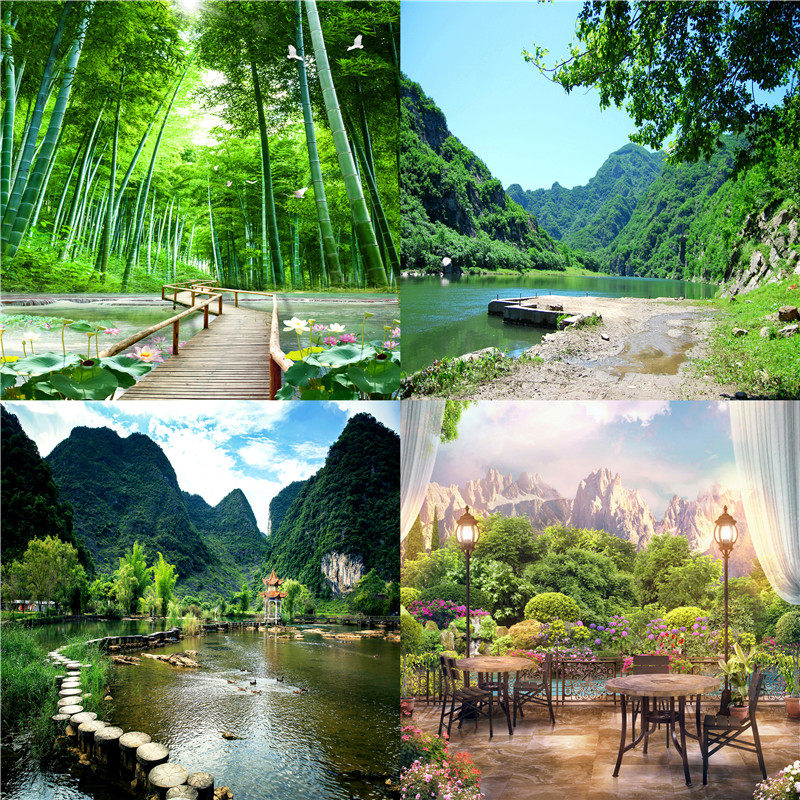 风景背景布主播直播背景布快手抖音男女才艺主播外景山水背景布3d 新天地主播背景 淘优券