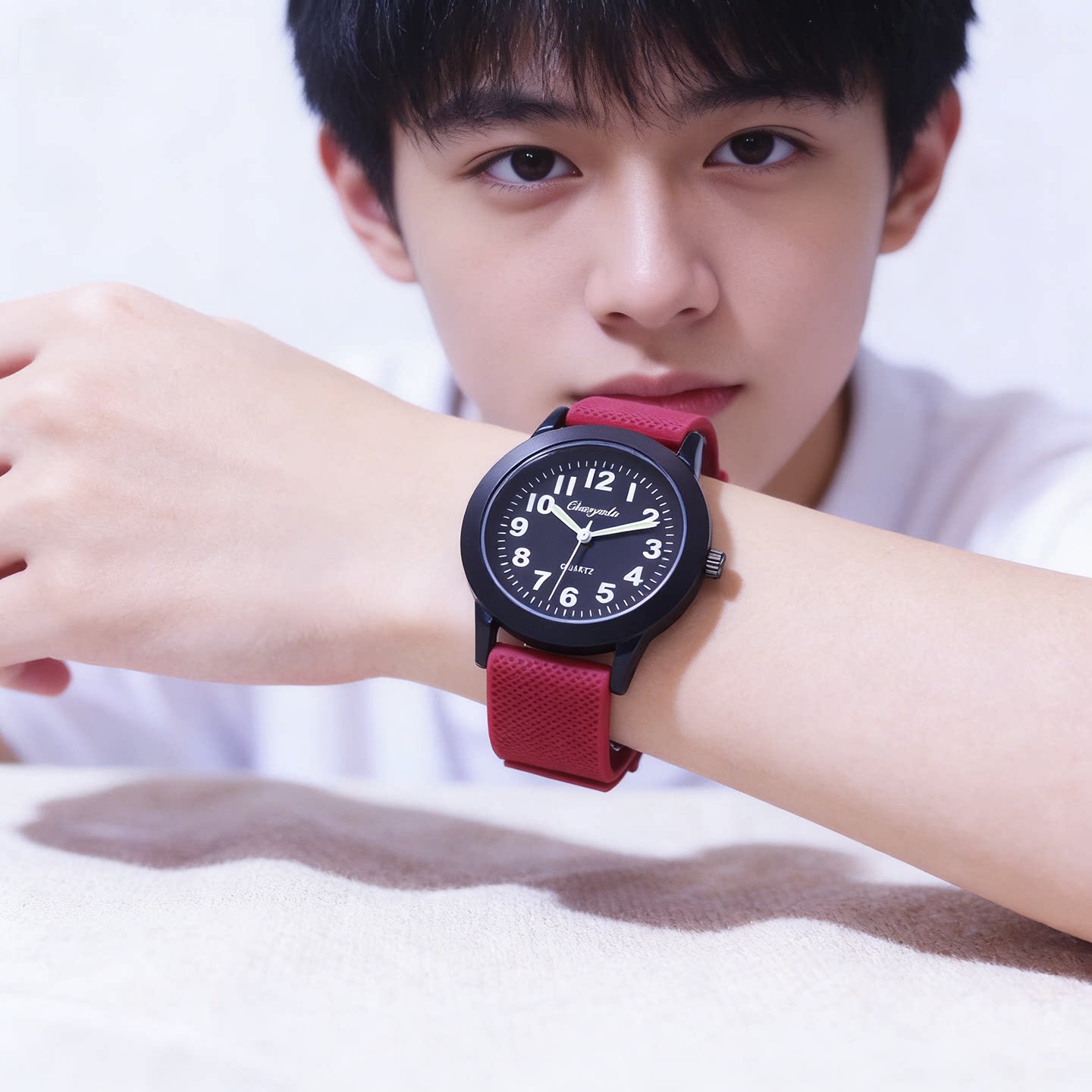 青少年中小学生简约石英腕表男女孩果冻色软硅胶表带同学生日礼物