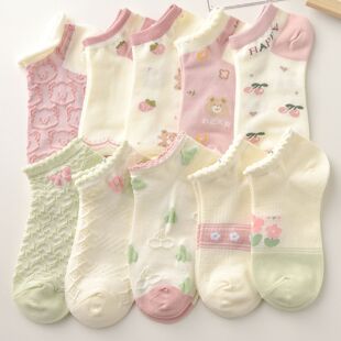 袜子女短袜春夏季 ins潮百搭可爱日系学院风浅口船袜学生短筒 薄款