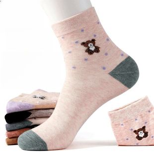 女士全棉袜子女秋冬棉袜高档休闲全棉防臭透气中筒袜常规运动女袜