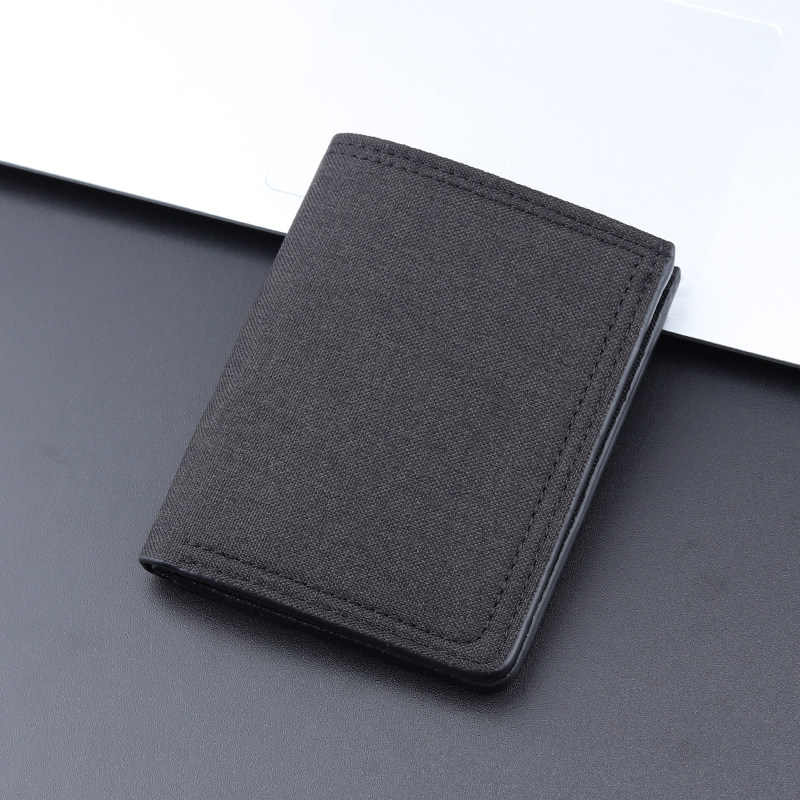 帆布男士钱包竖款简约学生休闲多功能日式轻薄耐用青少年日常钱夹