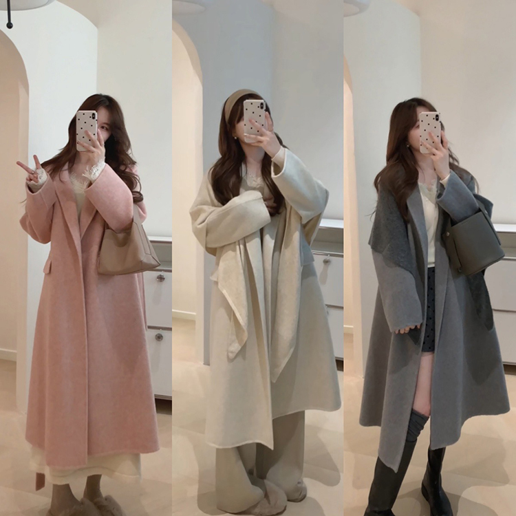 JM21经典款a字翻领70羊毛双面尼大衣外套