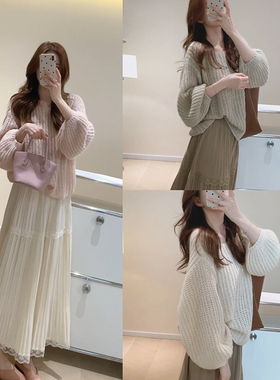 KD31灯韩味笼袖混色慵懒大毛衣