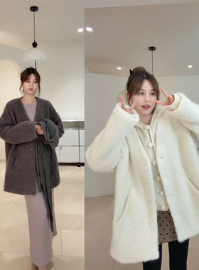 JQ03圈圈呢无领夹棉毛呢大衣外套