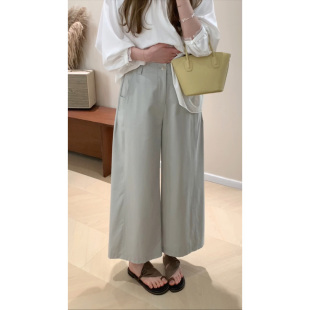 JF11 薄荷绿廓形棉质九分裤 香蕉裤