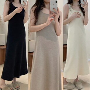 简约高级感气质无袖 秋季 背心内搭长裙HL23 外套搭子