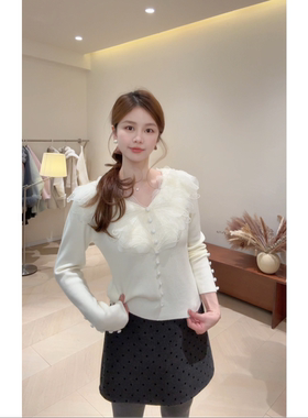 KG53仙仙层叠花边针织打底衫