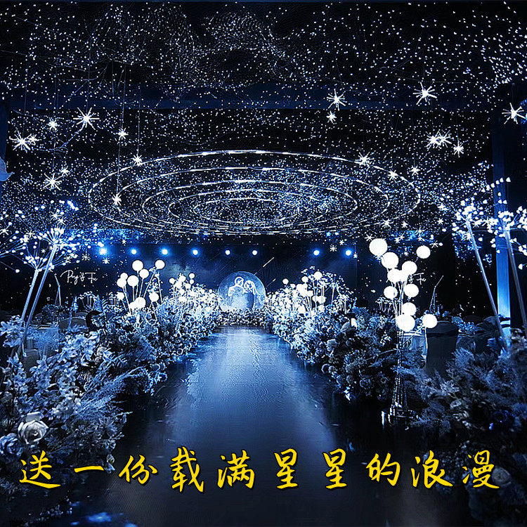 婚庆星空婚礼装饰道具遥控闪烁星空网灯渔网灯铁丝网灯满天星星灯