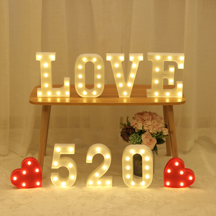 饰520 字母灯LED惊喜生日快乐派对求婚室内布置创意用品道具场景装