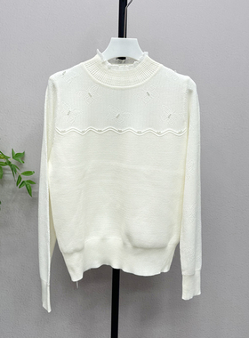 蕾丝钉珠可外穿木耳边小香风内搭针织衫半高领毛衣打底衫125173H