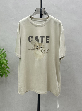 韩系卡通猫咪印花短袖T恤女2026夏季新款宽松薄款洋气上衣2838Y