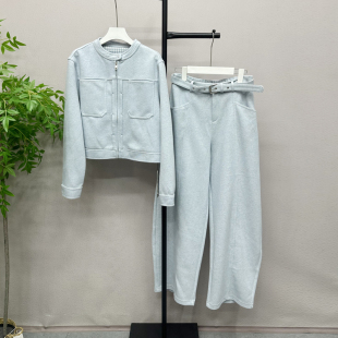 休闲套装 宽松休闲立领外套 两件套女2026春新款 套装 2006X 阔腿裤
