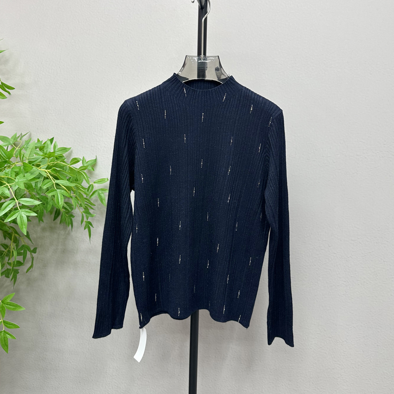 欧洲站2025冬新款欧货女装半高领烫钻亮片软糯针织打底衫潮8635Y