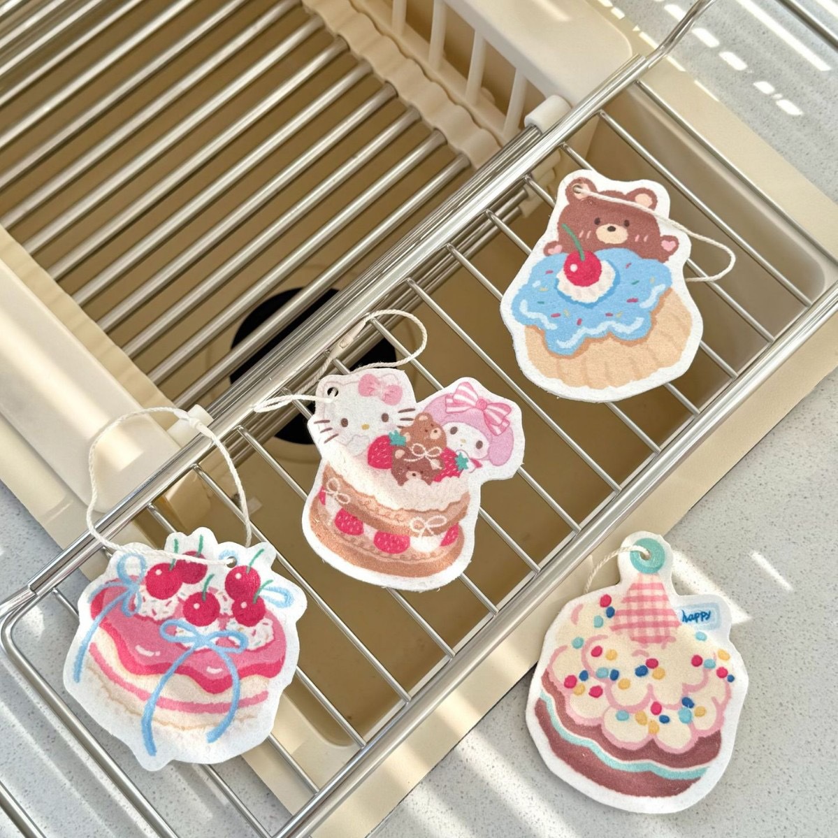 卡通洗碗木浆海绵擦韩系ins风可爱卡通多功能压缩吸水厨房百洁布