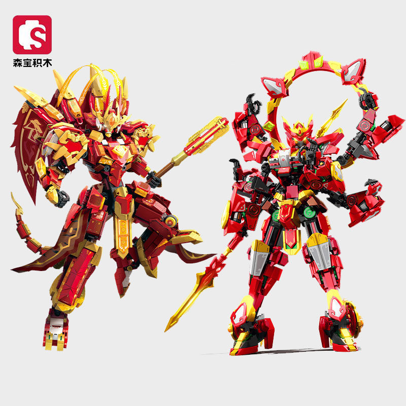森宝积木机甲黑神话悟空哪吒模型拼装玩具男孩子礼物送积木摆件