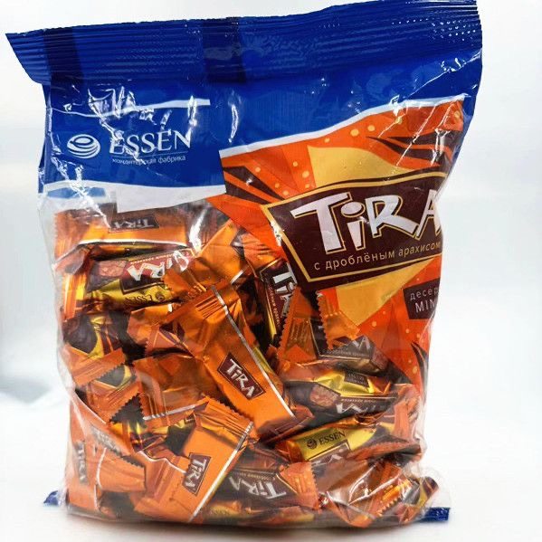 俄罗斯进口 TIRA牌迷你甜点花生谷物夹心巧克力糖果