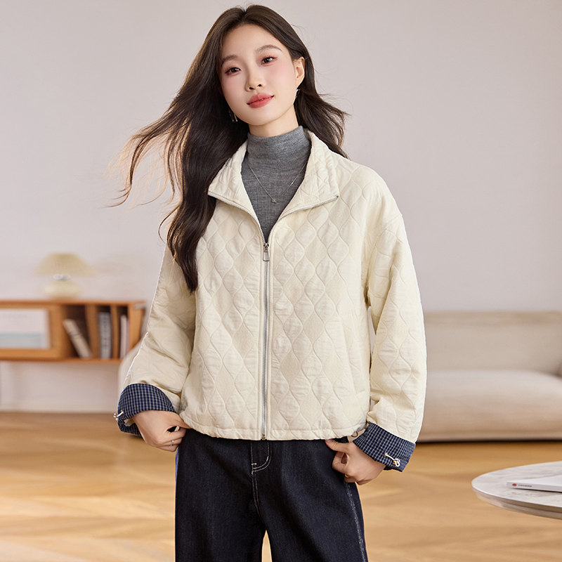 初冬夹棉加厚短外套女2025新款小个子时尚设计感宽松轻薄小棉袄