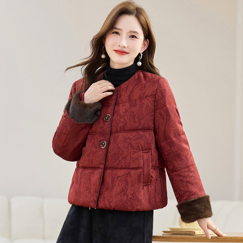 大码新中式国风短款羽绒服女冬装新款小个子妈妈高端保暖时尚外套