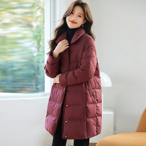 大码中长款羽绒服女冬装新款胖MM宽松显瘦时尚立领保暖羽绒衣外套