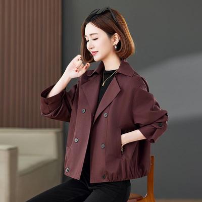 大码女装短款外套女2025春秋新款时尚休闲小个子妈妈装宽松风衣