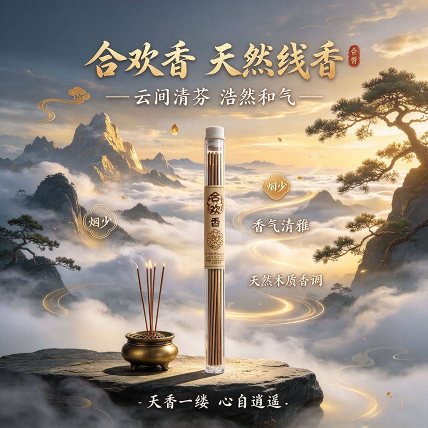 合欢香天然线香中式香薰微烟情侣同款居家卧室舒缓情绪营造雅致