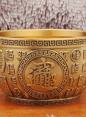 黄铜百福缸聚财招米聚宝盆摆件