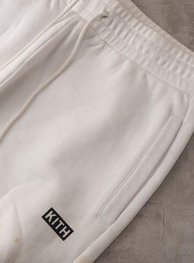 kith蓝色刺绣字母标志抽绳松紧腰围卫裤休闲裤