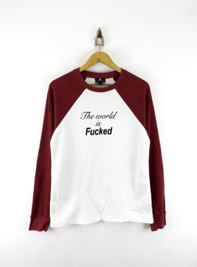 XS-3XL teddy fresh 红白色拼接 男款华夫格弹力长袖T恤打底衫