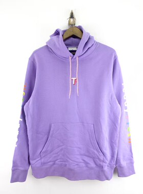 teddy fresh 3d刺绣紫色厚实秋冬款抓绒男款宽松保暖帽衫卫衣