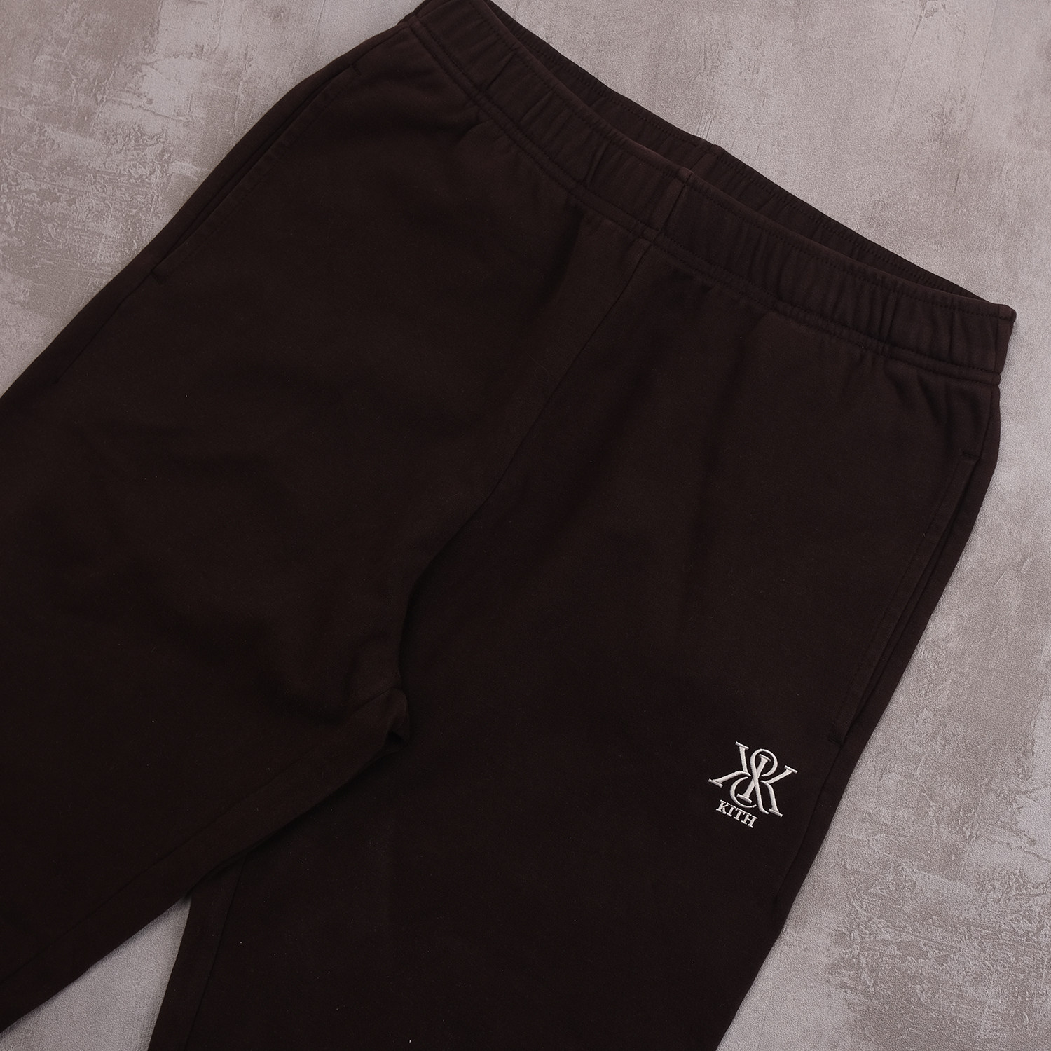 kith & kin k&k刺绣经典标志松紧腰围宽松束脚运动休闲绒卫裤长裤