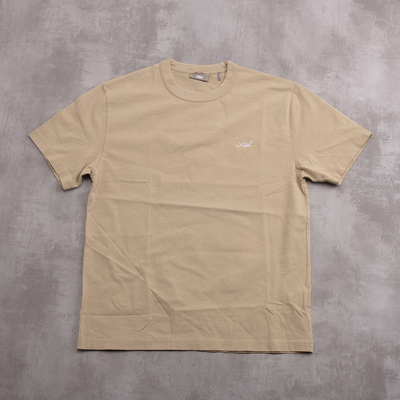kith卡其色手写草写刺绣经典标志圆领打底短袖T恤