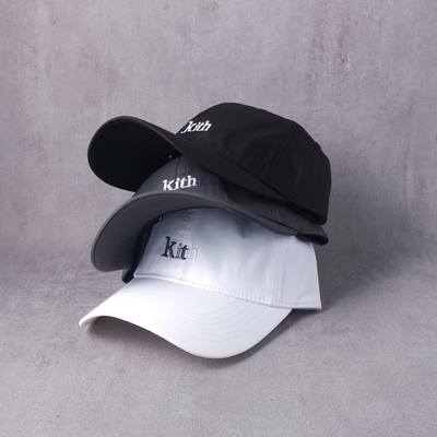 KITH速干帽子字母刺绣机能防水透气弯檐帽老爹男女纯色棒球帽子